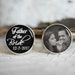 Father of the bride personalized photo cufflinks, cool gifts for men, custom wedding silver plated or black cuff link 