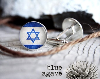 Israel Flag cufflink custom personalized cufflinks, cool gifts for men, wedding silver or black cuff link gift for men
