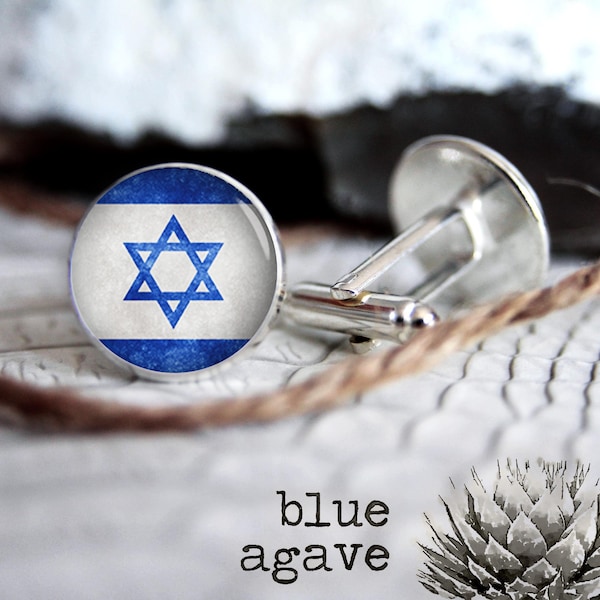 Israel Flag cufflink custom personalized cufflinks, cool gifts for men, wedding silver or black cuff link gift for men