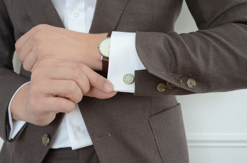 Grandfather of the bride personalized photo cufflinks, cool gifts for men, custom wedding silver plated or black cuff link image 3