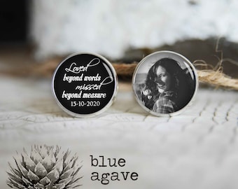 Personalized memorial photo cufflinks, custom photo cufflinks, cool gifts for men, custom wedding silver plated or black cuff link