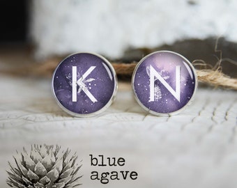 Monogrammed initials personalized cufflinks, cool gifts for men, custom wedding silver plated or black cufflink
