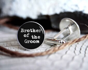 Brother of the groom personalized cufflinks, cool gifts for men, custom wedding silver plated or black cuff link