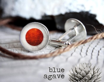 Japanese Flag cufflink custom personalized cufflinks, cool gifts for men, wedding silver or black cuff link gift for men