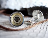 Vintage camera lens personalized cufflinks CL02, cool photographer gifts for men, custom wedding silver plated or black cuff link