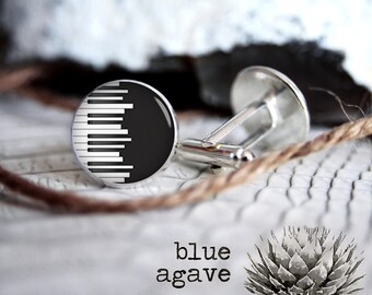 Piano Keyboard cufflink custom personalized cufflinks, cool gifts for men, wedding silver or black cuff link gift for men