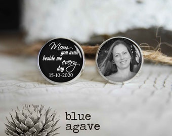 Personalized memorial photo cufflinks, custom photo cufflinks, cool gifts for men, custom wedding silver plated or black cuff link