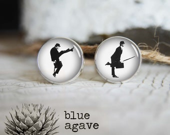 The Ministry of Silly Walks cufflink custom personalized cufflinks, cool gifts for men, wedding silver or black cuff link gift for men