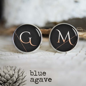 Monogrammed initials personalized cufflinks, cool gifts for men, custom wedding silver plated or black cufflink