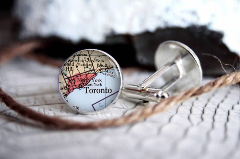 Cufflink Toronto Vintage Map Custom Personalized Cufflinks Etsy