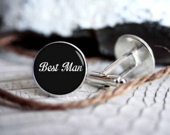 Best man personalized cufflinks, cool gifts for men, custom wedding silver plated or black cuff link NF02