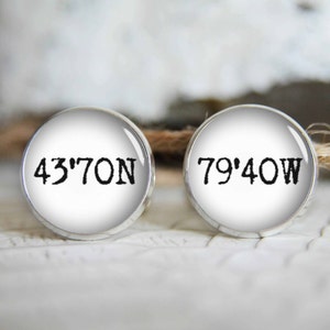 Latitude and Longitude Coordinates cufflinks, cool gifts for men, custom wedding silver plated or black cuff link