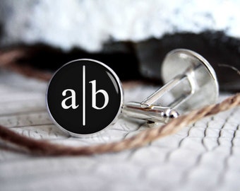 Monogrammed initials personalized cufflinks, cool gifts for men, custom wedding silver plated or black cufflink