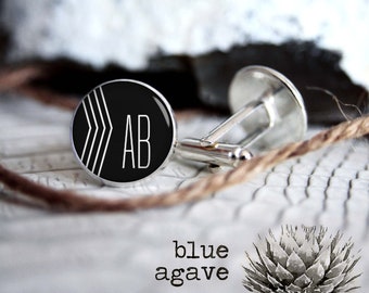 Monogrammed initials personalized cufflinks, cool gifts for men, custom wedding silver plated or black cufflink