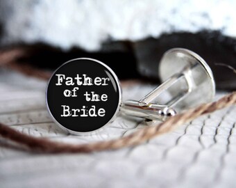 Father of the bride personalized cufflinks, cool gifts for men, custom wedding silver plated or black cuff link