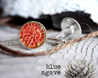 Pizza Lover cufflink custom personalized cufflinks, cool gifts for men, wedding silver or black cuff link gift for men