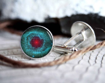 Nebula galaxy NB11 personalized custom cufflinks, cool gifts for men, wedding silver plated or black cuff link
