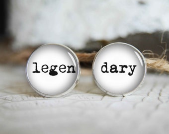 Legendary personalized cufflinks, cool gifts for men, custom wedding silver plated or black cuff link