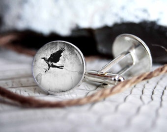 Bird photo custom personalized cufflinks, cool gifts for men, wedding silver plated or black cuff link gift for men