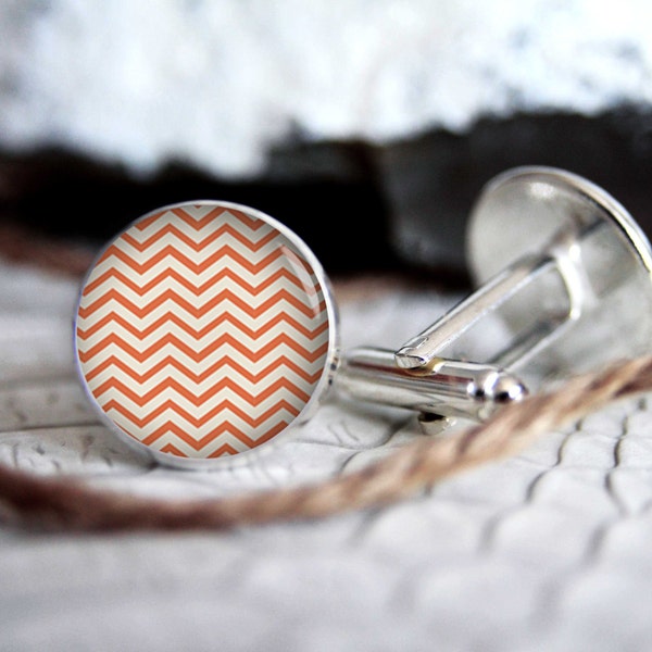 Pink and white personalized custom cufflinks, cool gifts for men, wedding silver plated or black cuff link