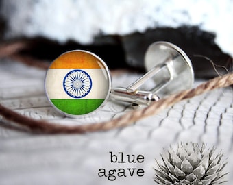 Indian Flag cufflink custom personalized cufflinks, cool gifts for men, wedding silver or black cuff link gift for men