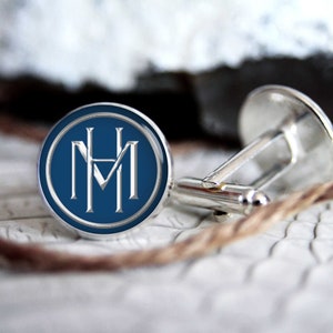 Monogrammed initials personalized cufflinks, cool gifts for men, custom wedding silver plated or black cufflink