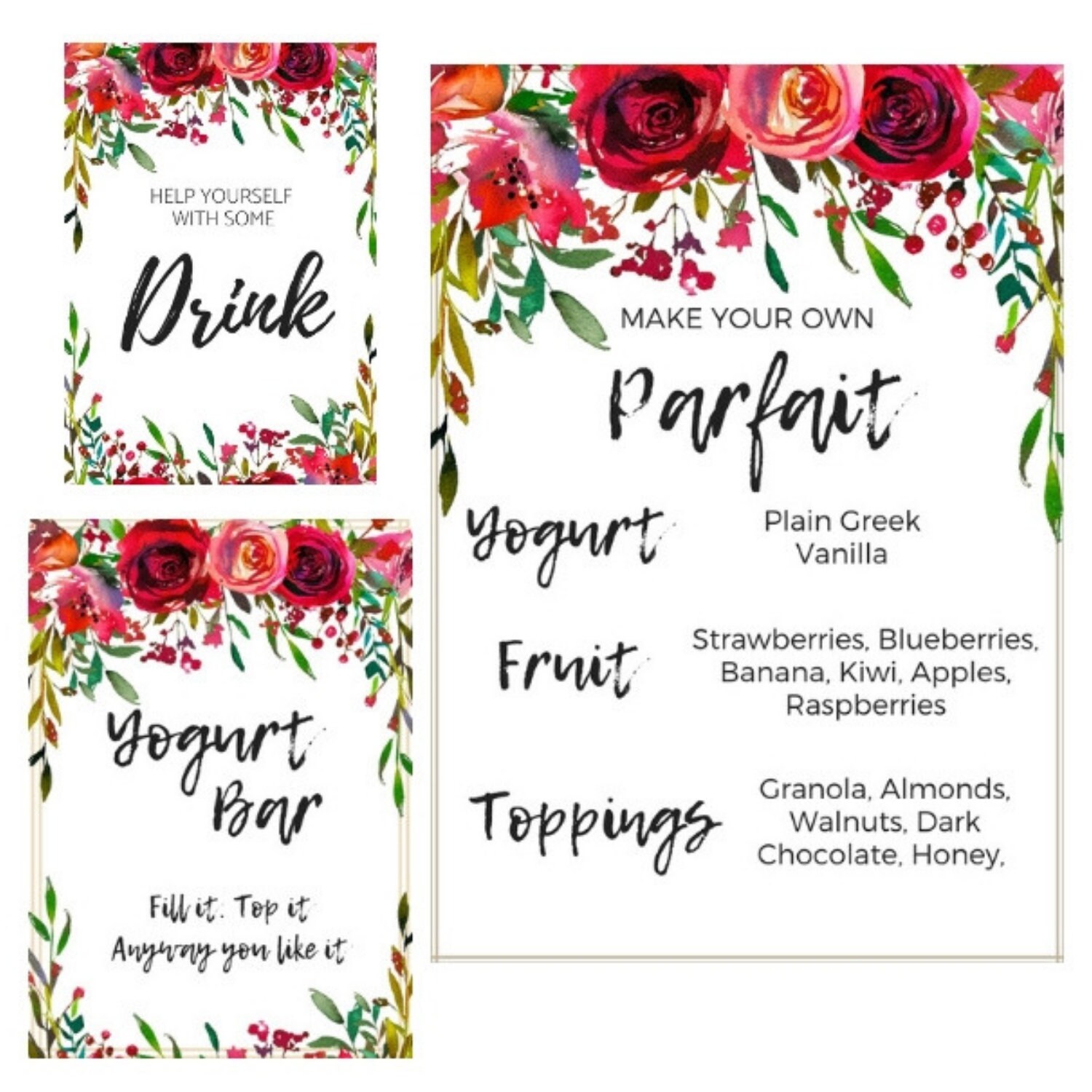 White Yogurt Bar Sign Yogurt Bar Yogurt Sign Bridal Etsy