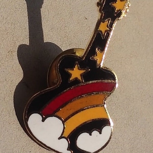 vintage Rainbow Guitar pin badge