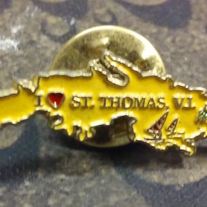 I Love St Thomas Virgin Islands vintage pin badge