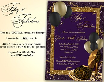 50 and fabulous invitations etsy
