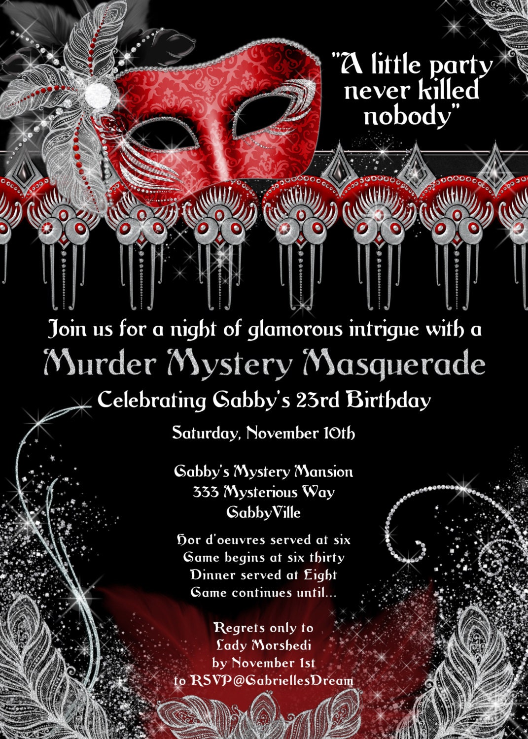 Masquerade Party invitation Murder masquerade murder mystery | Etsy