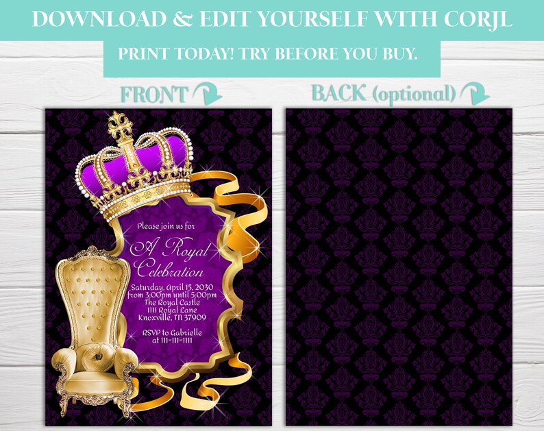 Royal Celebration Purple and Gold Royal Baby shower Etsy