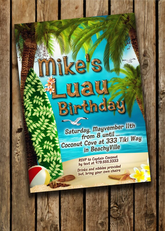 luau party invitations hawaiian