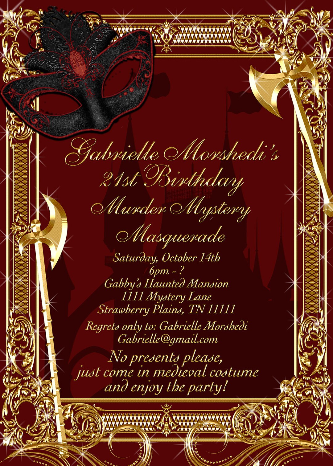 Murder Mystery Invitation, Masquerade Party Invitation, Murder ...