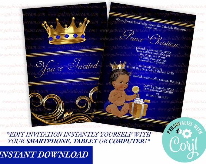 Royal Prince Baby Shower Invitations Prince Baby Shower Etsy