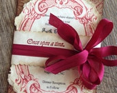 Fairy tale wedding invitation-Romantic Wedding Invitation- Vintage Invitation -Rustic wedding-Red Wedding Invitation
