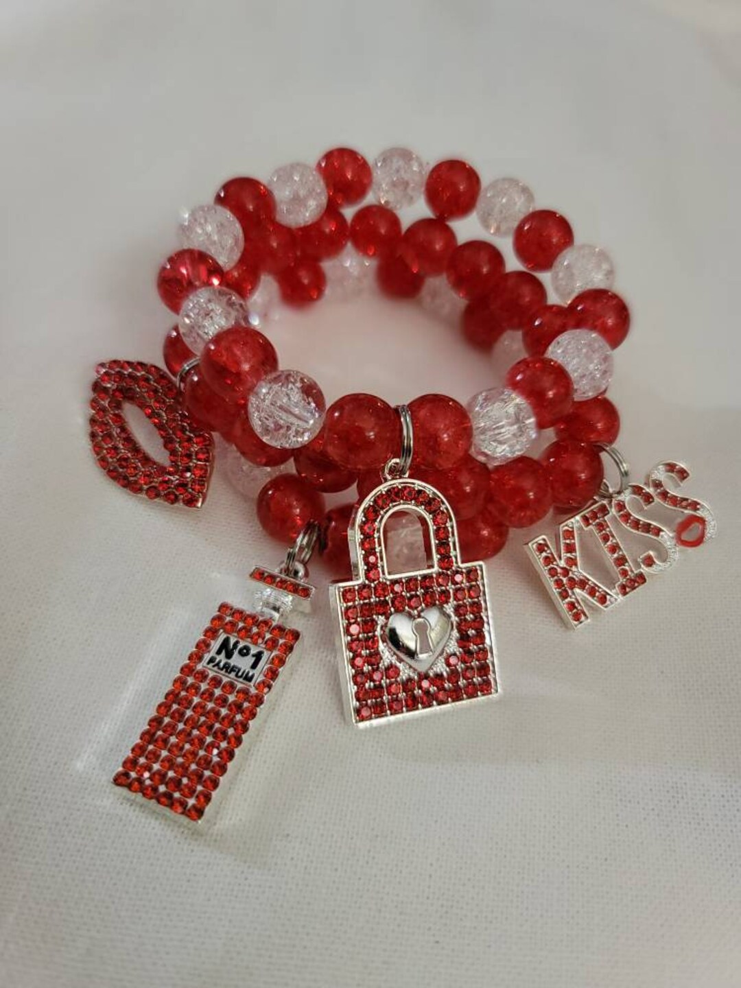 Beaded Charm Bracelet Set Etsy