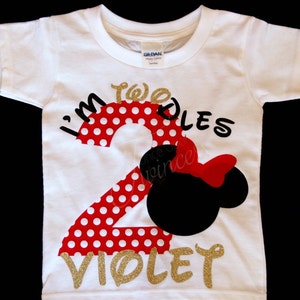 I'm Twodles Birthday Shirt, minnie mouse birthday party second birthday party, I'm Twoodles 2nd birthday, personalized red minnie shirt