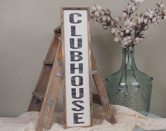 Clubhouse Sign, Farmhouse Decor, Rustic Decor, Farmhouse Signs, Wooden Sign, Custom Wood Sign, Man Cave Sign, Framed Wood Sign