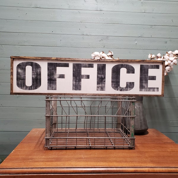 Farmhouse Style Wood Office Sign, 33x8 inches