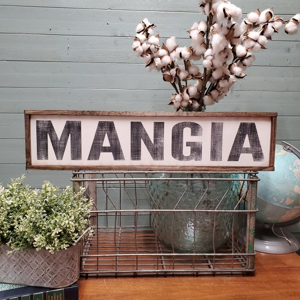 Wood Mangia Sign, Italian Kitchen Decor