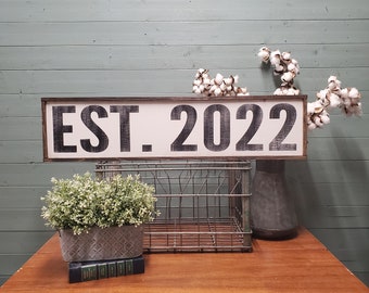 Established Sign, Est Sign, Wedding Gift, Farmhouse Decor, Farmhouse Style, Wooden Sign, Custom Wood Sign, Framed Wood Sign, EST 2022