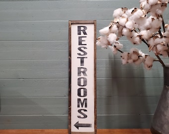 Restrooms Signs, Restroom Signs, Arrow Sign, Directional Sign, Vertical Restroom Sign