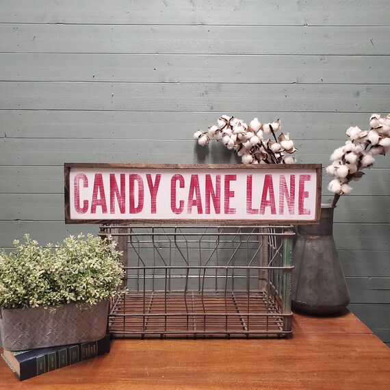Candy Cane Lane Sign Rustic Farmhouse Christmas Holiday Decor Etsy