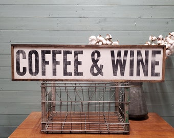Panneau café et vin en bois, Décor de bar à café, Cadeau pour les amateurs de café, Cadeau pour les amateurs de vin