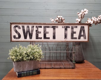 Wood Sweet Tea Sign, Farmhouse Kitchen Decor