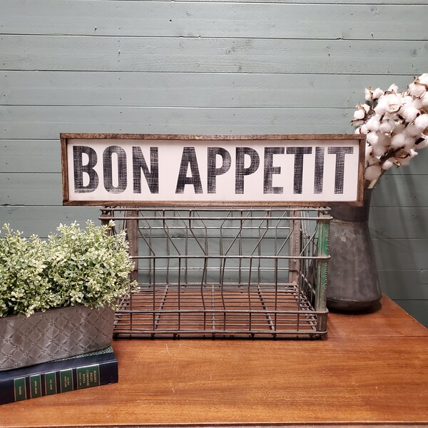 French Kitchen Sign, Bon Appetit Sign, Rustic French Country Farmhouse Kitchen Decor, Gift for Foodies