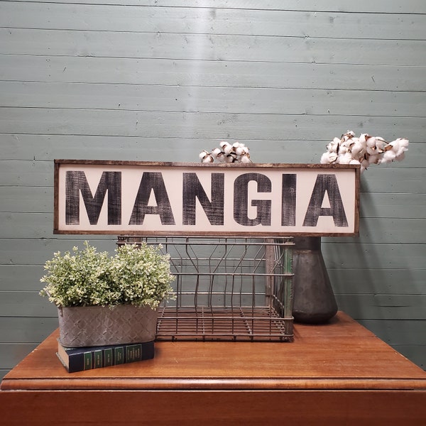 Wood Mangia Sign, Italian Kitchen Sign, Italian Decor, Mangia Sign, Famiglia Sign, Cucina Sign, Italian Eat Sign, Italian Sign, Kitchen Sign