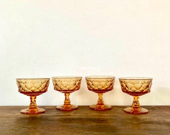 vintage Amber Champagne Sherbet dessert glasses Noritake Perspective Set of 4