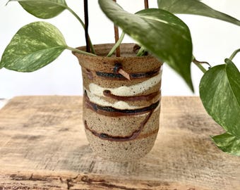 Stoneware Studio pottery hanging planter
